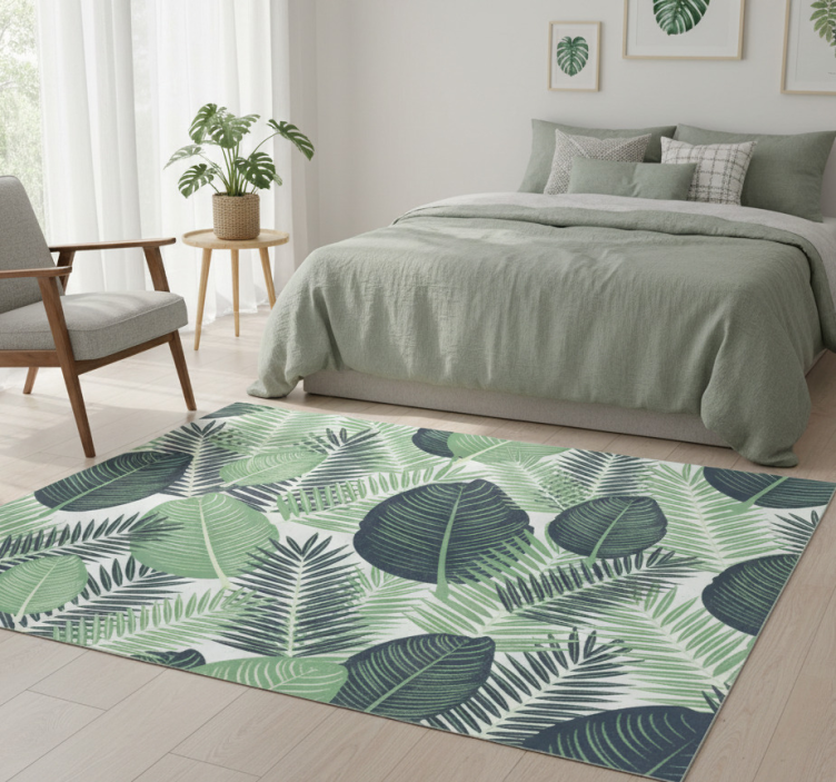 Tapete vinílico flores e plantas grandes verdes - TenStickers