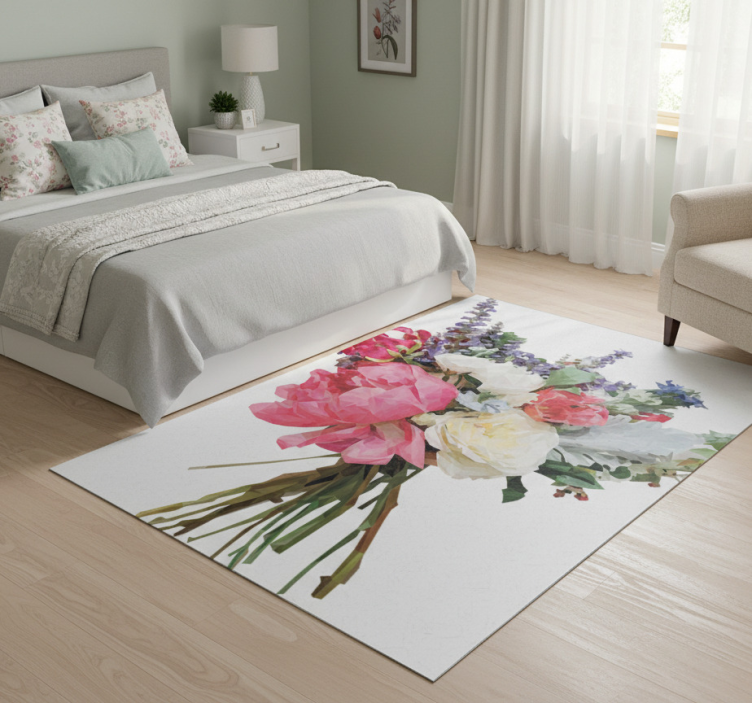 Tapete vinílico flores e plantas buquê geométrico - TenStickers