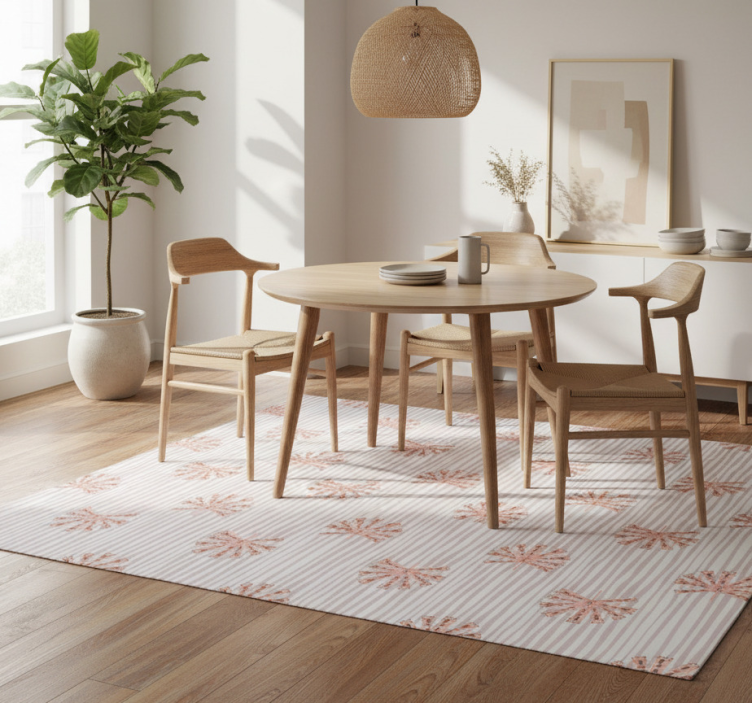 Tapete vinílico flores e plantas rosa pastel geométrico - TenStickers