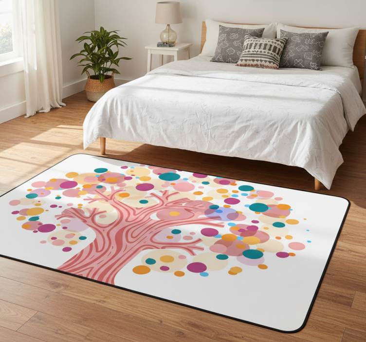 Tapete vinílico flores e plantas silhueta colorida de Árvore - TenStickers
