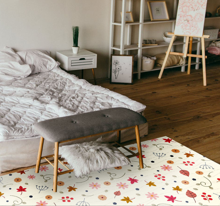 Tapete vinílico flores e plantas sotaque de padrão floral - TenStickers