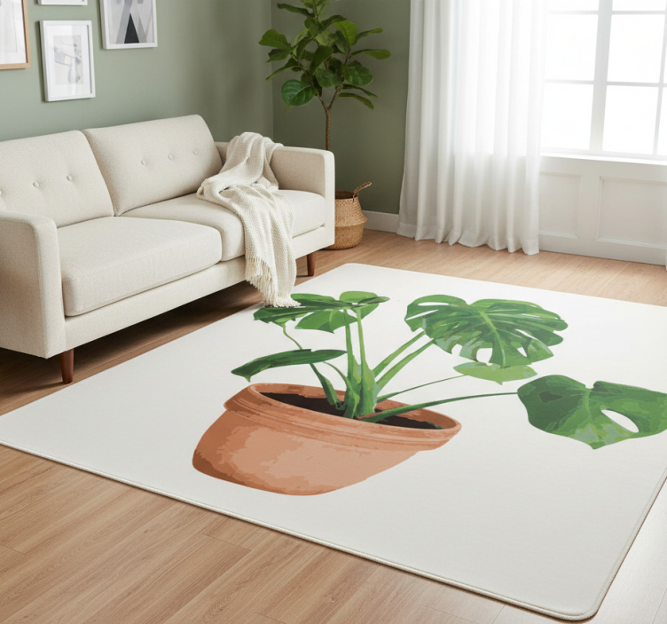 Tapete vinílico flores e plantas vaso de monstera simples - TenStickers