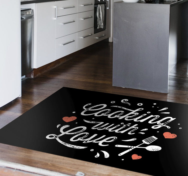 Tapete vinílico frases e textos caso de amor cozinhando - TenStickers