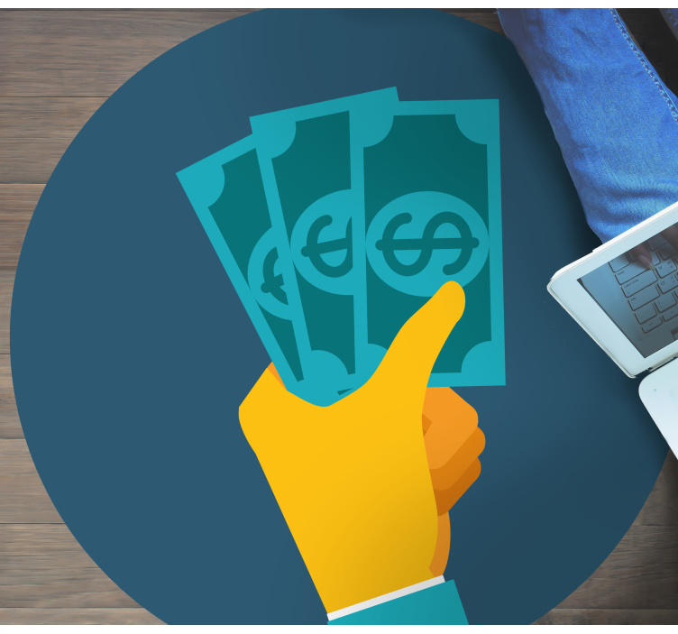 Tapete em vinil infantil mão segurando dinheiro - TenStickers