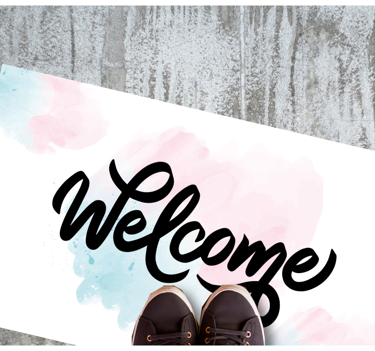 Tapete vinílico hall de entrada aquarela bem-vinda - TenStickers