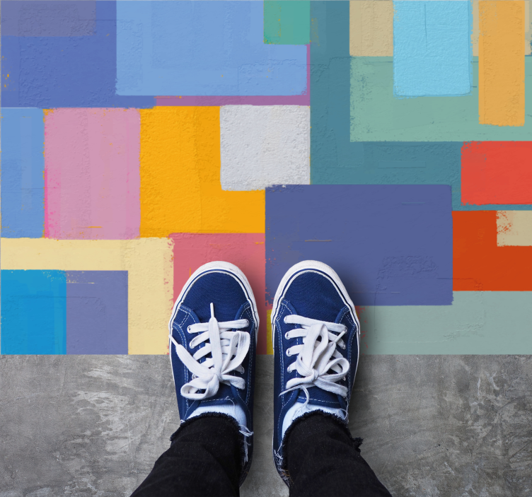 Tapete vinílico geométricas arranjo de blocos vibrantes - TenStickers