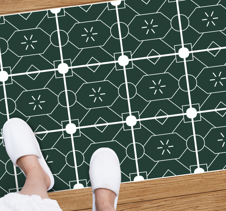 Tapete vinílico azulejos arranjo verde geométrico - TenStickers