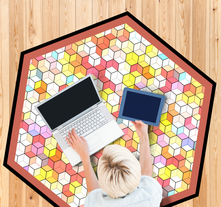 Tapete vinílico geométricas espectro hexagonal - TenStickers