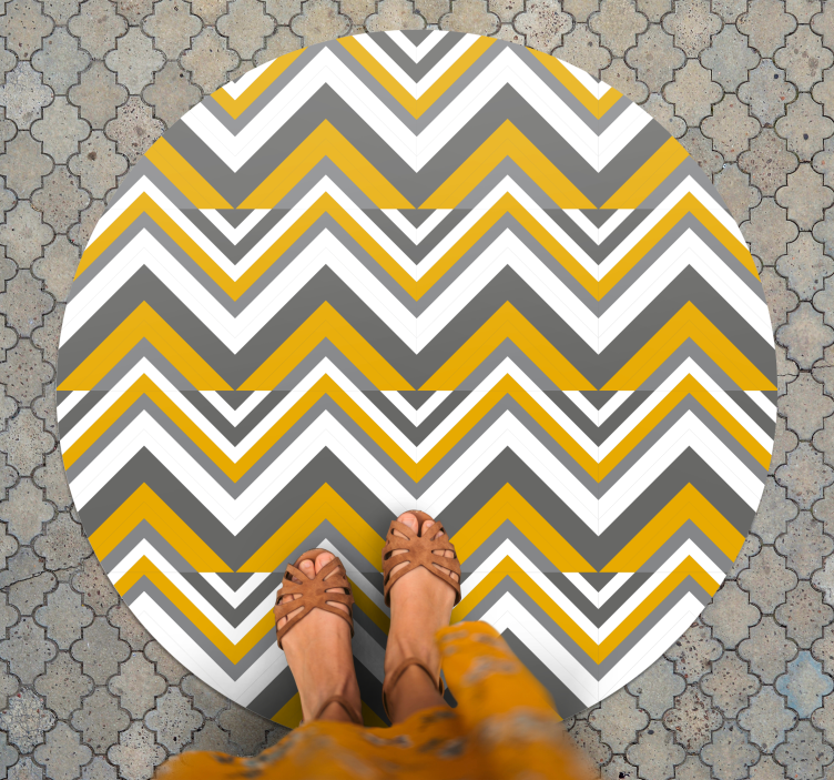 Tapete vinílico geométricas chevron cinza e amarelo - TenStickers