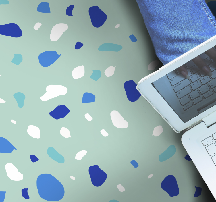 Tapete vinílico outras texturas terrazzo azul - TenStickers