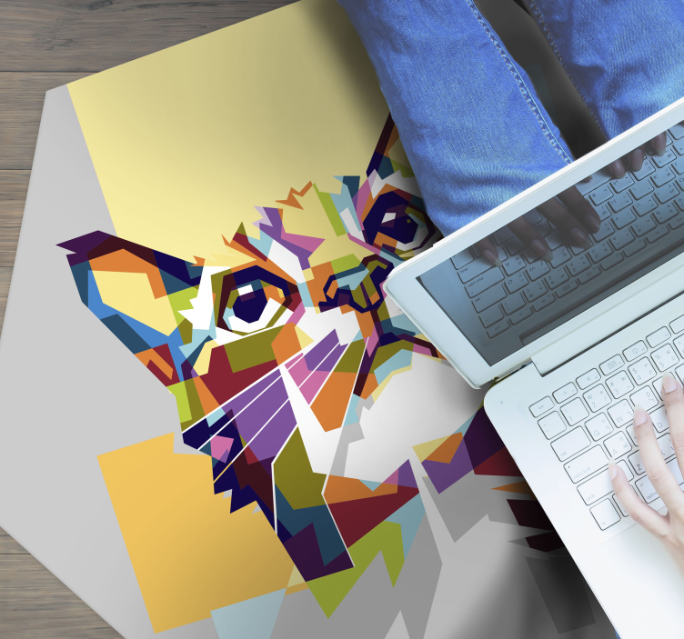 Tapete vinílico geométricas gato geométrico - TenStickers