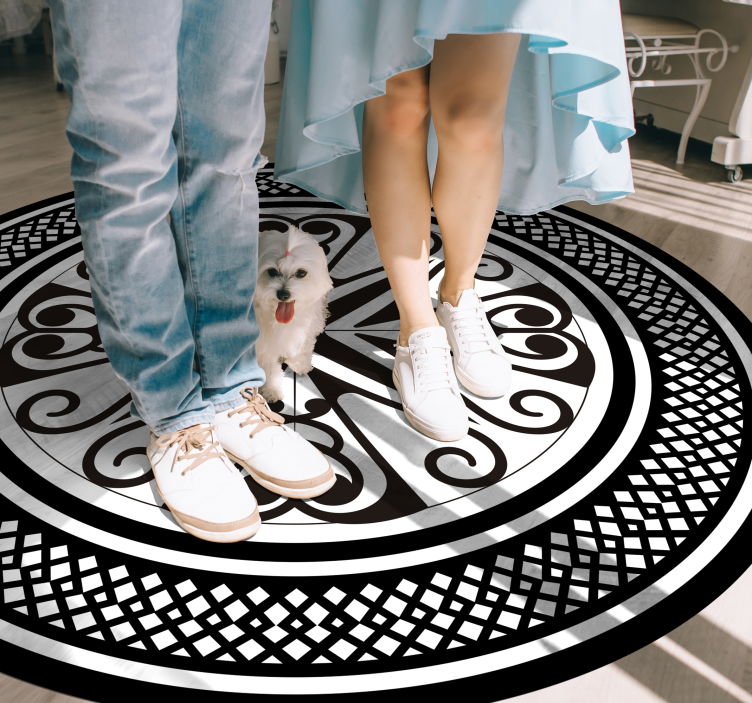 Tapete vinílico geométricas inlay espiral circular - TenStickers