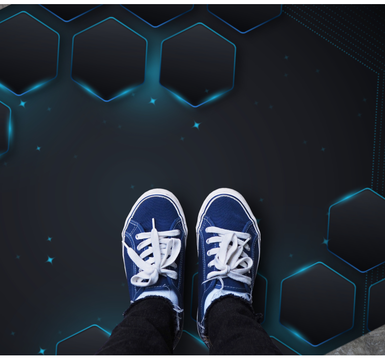 Tapete vinílico geométricas layout hexagonal azul - TenStickers