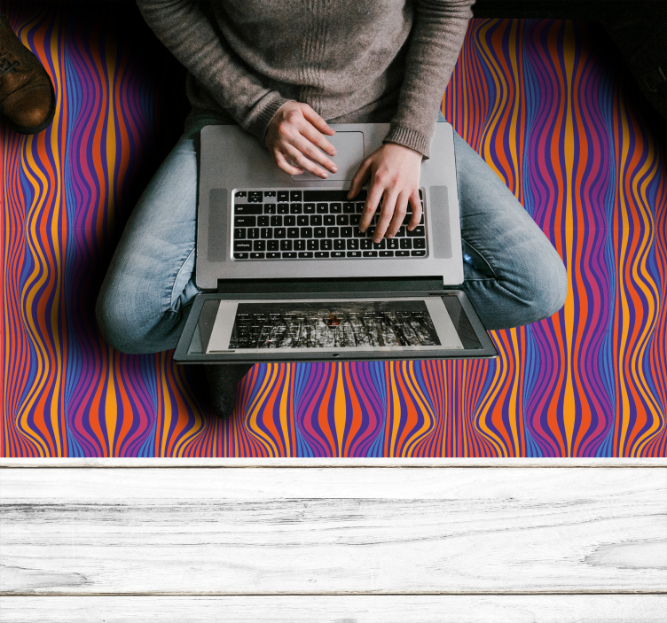 Tapete vinílico geométricas linhas onduladas vibrantes - TenStickers