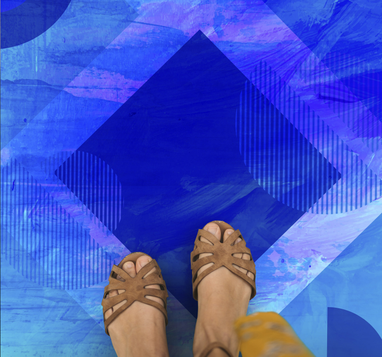 Tapete vinílico minimalista motivos geométricos azuis - TenStickers