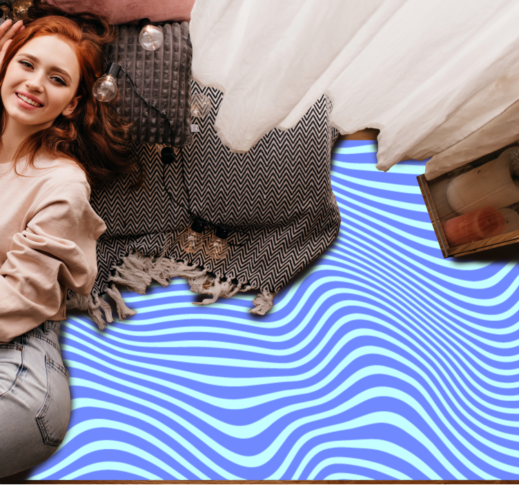 Tapete vinílico geométricas ondas azuis fluindo - TenStickers