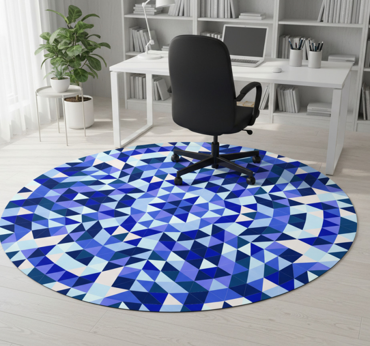 Tapete vinílico geométricas padrão azul circular - TenStickers