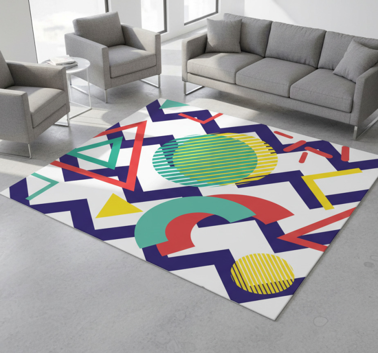 Tapete vinílico geométricas padrão colorido - TenStickers