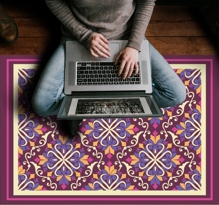 Tapete vinílico geométricas padrão de azulejos ornamentados - TenStickers