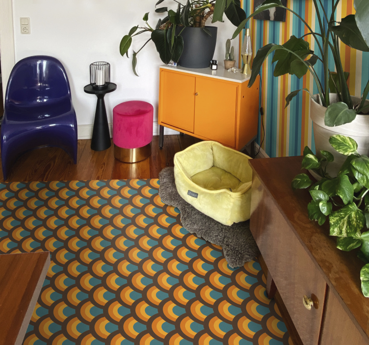 Tapete vinílico sala de estar padrão de curva retrô - TenStickers