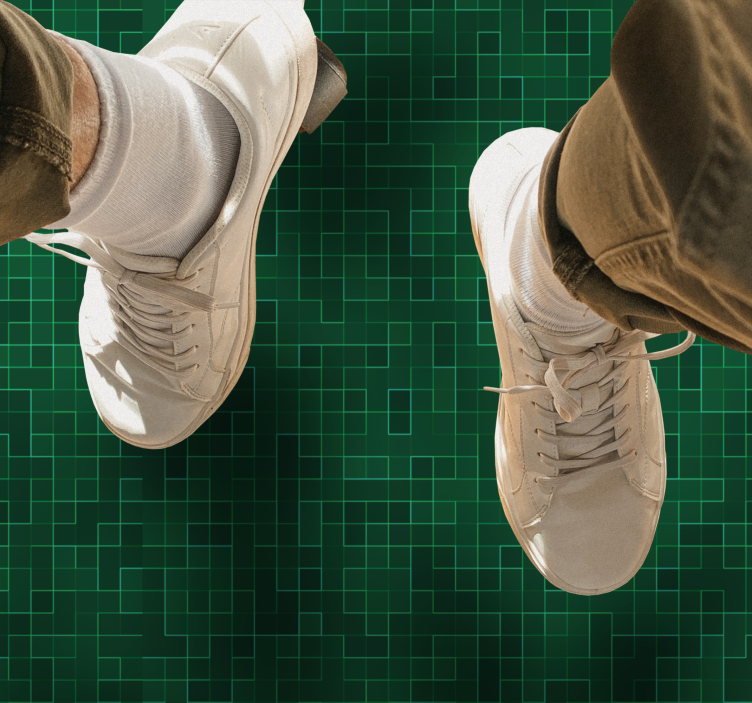 Tapete vinílico geométricas padrão de grade verde - TenStickers