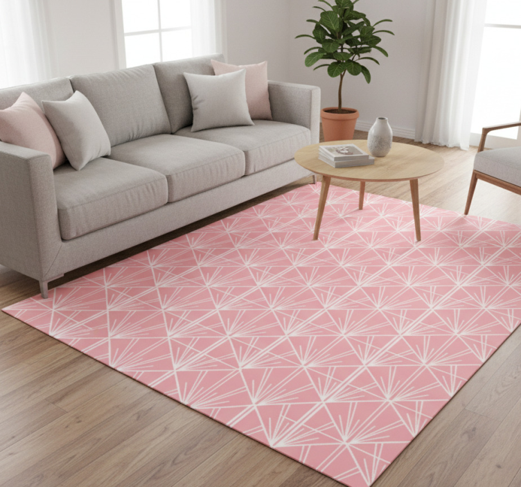 Tapete vinílico geométricas padrão decorativo rosa e branco - TenStickers