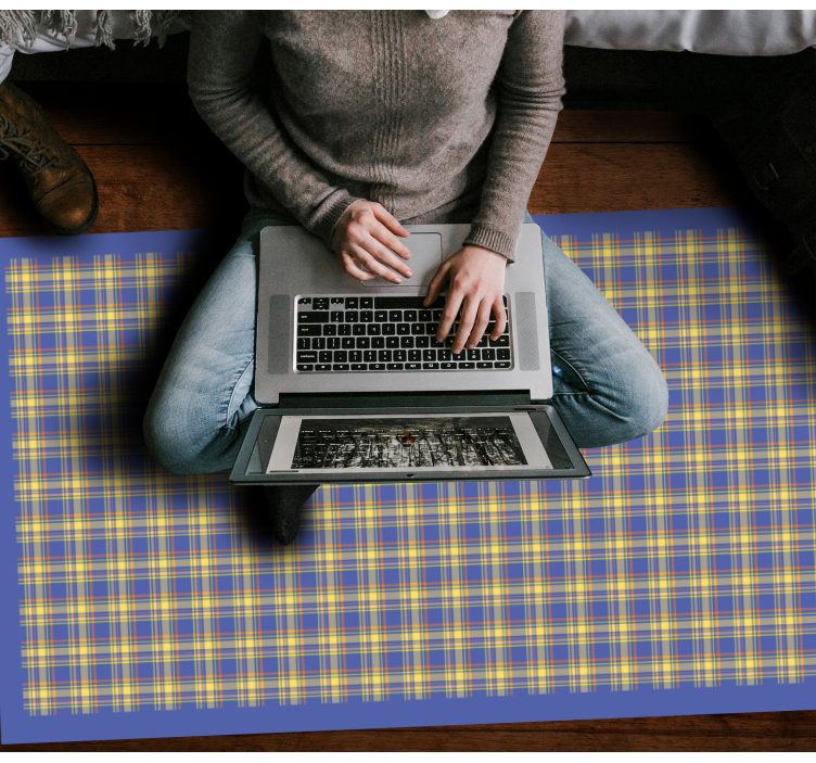 Tapete vinílico às risca padrão xadrez amarelo - TenStickers