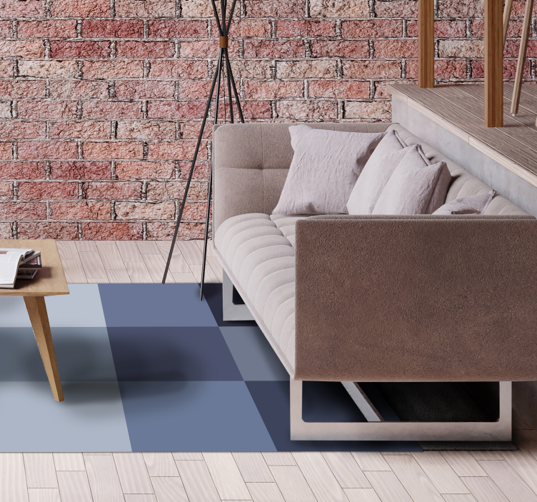 Tapete vinílico geométricas padrão xadrez azul - TenStickers