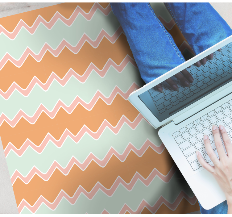 Tapete vinílico geométricas padrão ziguezague bege e azul - TenStickers