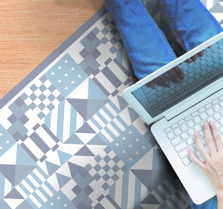 Tapete vinílico azulejos padrões geométricos azuis - TenStickers