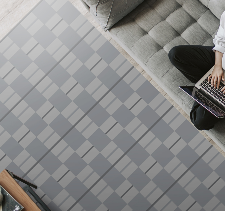 Tapete vinílico sala de estar quadrados com padrão cinza - TenStickers