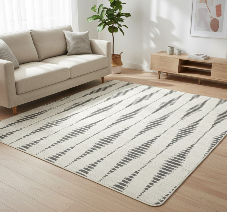 Tapete vinílico geométricas rabaul ikat cinza e bege - TenStickers