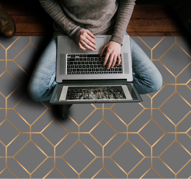 Tapete vinílico geométricas sobre hexágonos - TenStickers