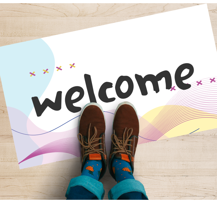 Tapete vinílico hall de entrada bem-vindo moderno abstrato - TenStickers