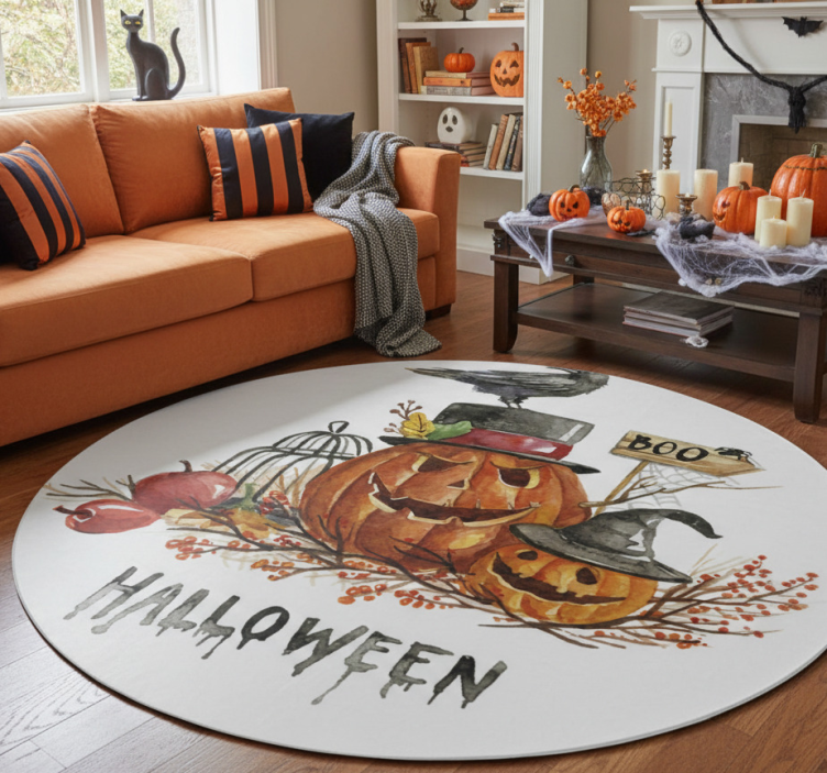 Tapete vinílico halloween abóboras aterrorizantes - TenStickers