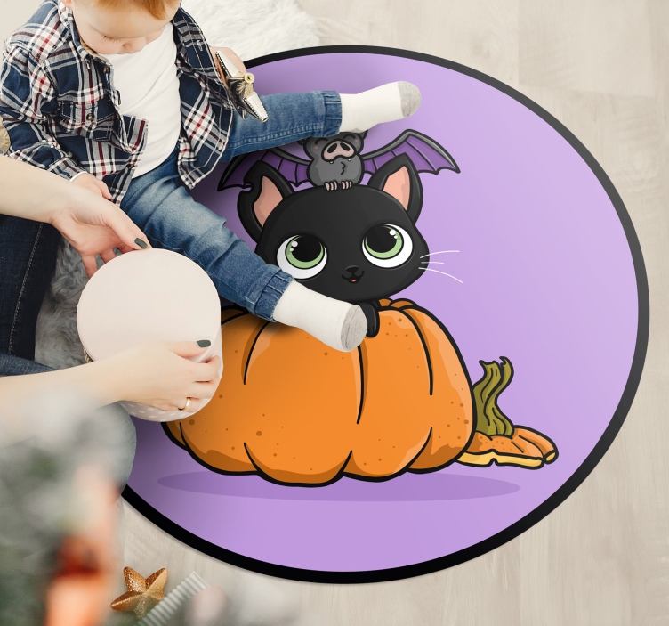 Tapete vinílico halloween gato morcego do dia das bruxas - TenStickers