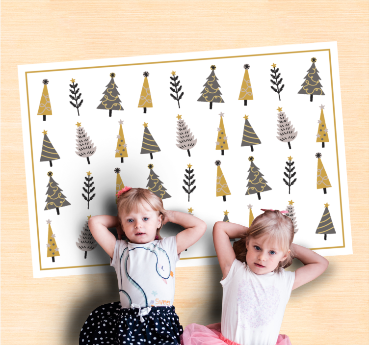 Tapete vinílico do Natal padrão de árvore caprichoso - TenStickers