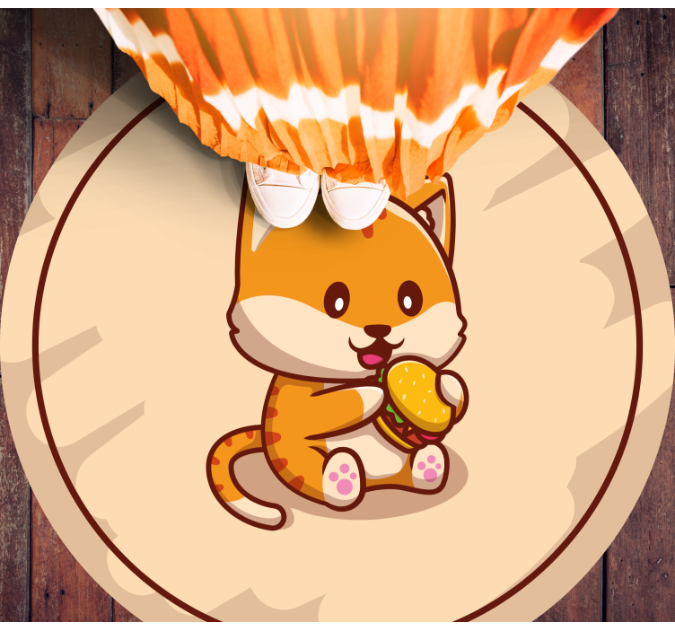 Tapete vinílico infantis gatinho com sanduíche - TenStickers