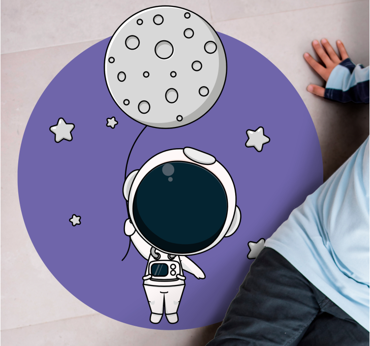 Tapete em vinil infantil astronauta com balão - TenStickers