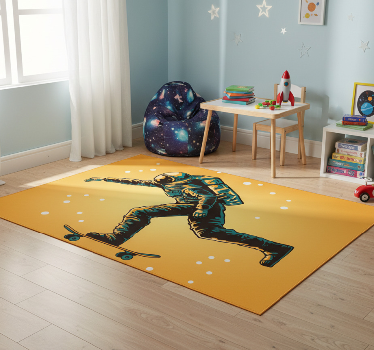 Tapete vinílico infantis astronauta sobre skate - TenStickers