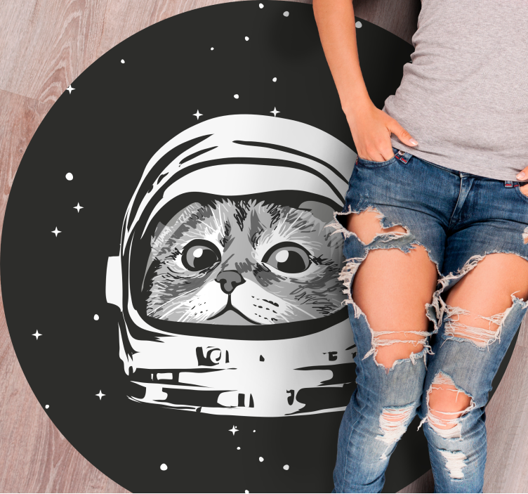 Tapete vinílico infantis aventura do gato espacial - TenStickers