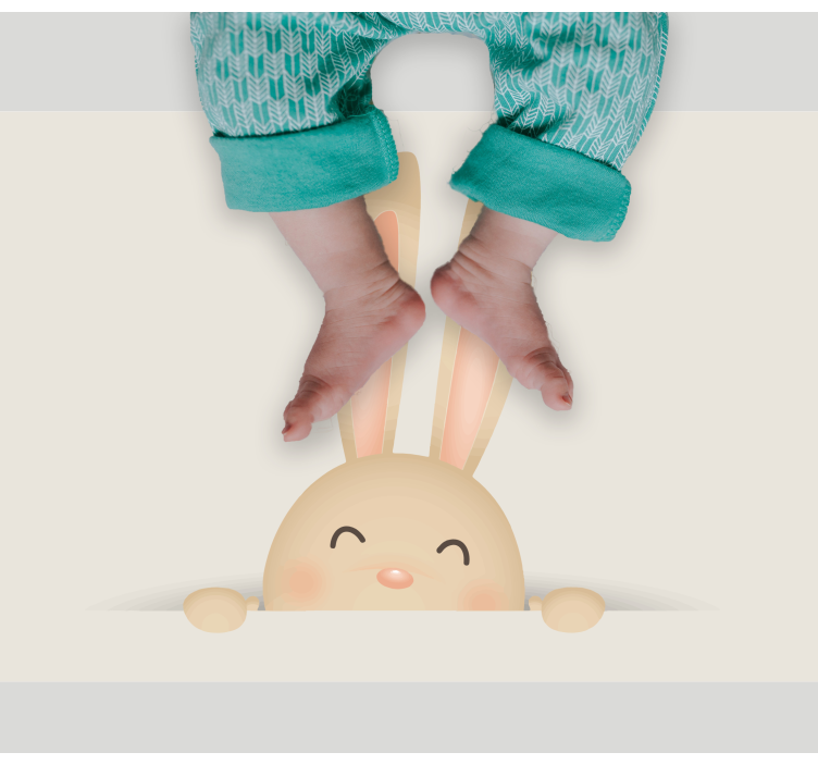 Tapete vinílico infantis cara de coelho feliz - TenStickers