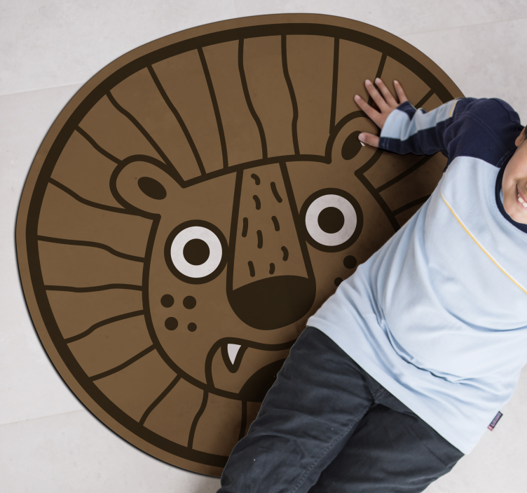 Tapete vinílico infantis círculo de desenho animado de leão - TenStickers