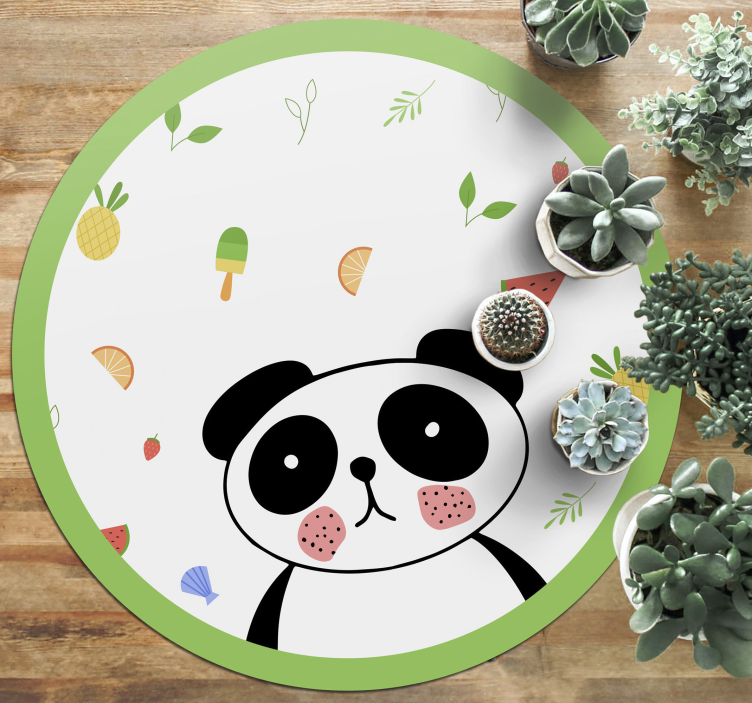Tapete vinílico infantis círculo de panda fofo - TenStickers
