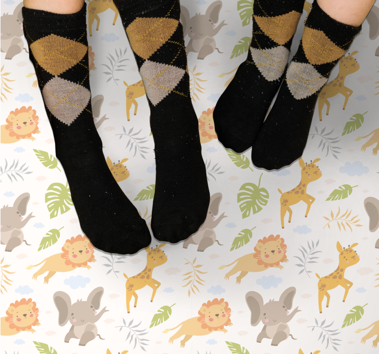 Tapete vinílico infantis criaturas adoráveis de safári - TenStickers