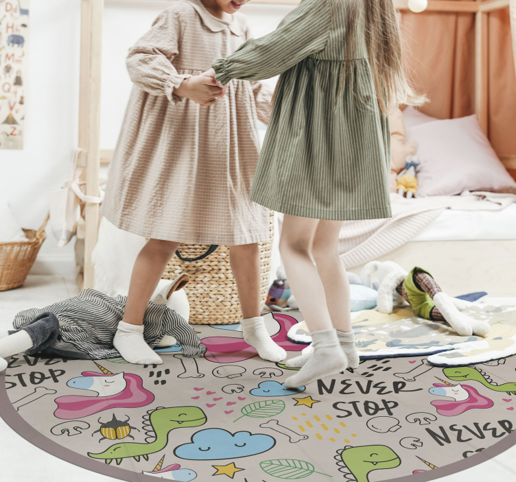 Tapete vinílico infantis design divertido de unicórnio - TenStickers