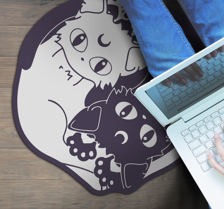 Tapete vinílico infantis dupla de gatos brincalhões - TenStickers