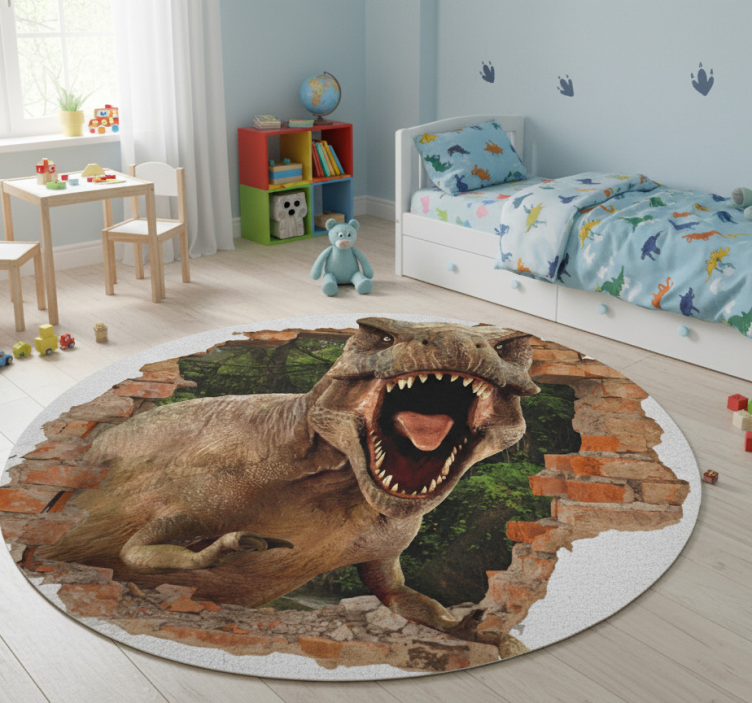Tapete vinílico infantis 3d t-rex - TenStickers