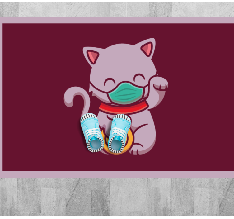 Tapete vinílico de animais gato usando máscara - TenStickers