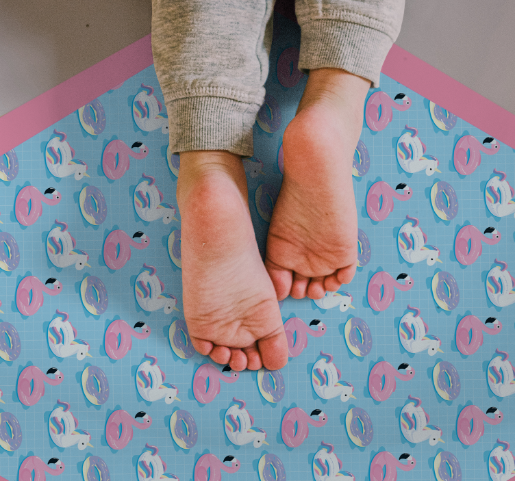 Tapete vinílico infantis hexágono de unicórnio brincalhão - TenStickers